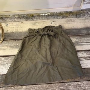 H&M | Olive Green Paperbag Waist Belted Skirt